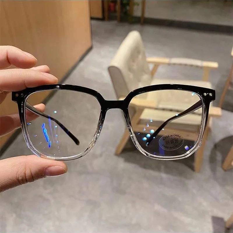 Lunettes Anti-lumière bleue à grand cadre carré pour hommes et femmes, lunettes rétro de mode pour ordinateur de jeu, Protection des yeux classique, verres unis