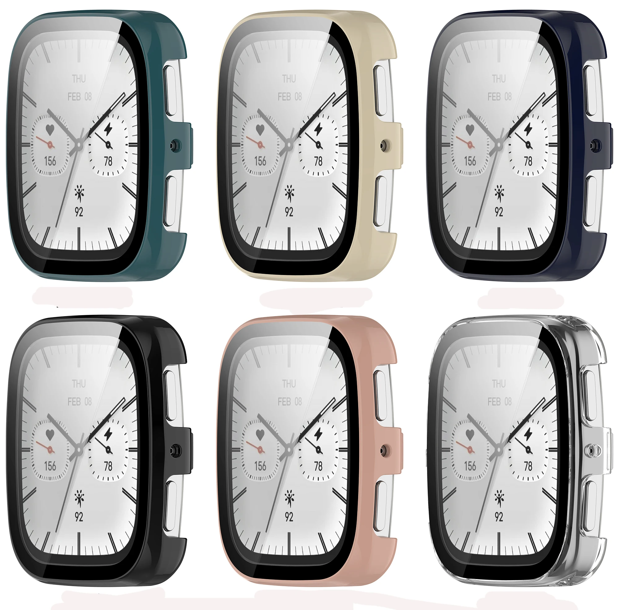 

Tempered Glass Film Full Protective Glass Case For Huami Amazfit Active 2 Square SmartWatch Screen Protector Cases Cover Shell