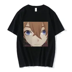 Anime Tartaglia Face Meme t shirt men Fashion Tee Short Sleeve Genshin Impact Game T-Shirts O Neck Tops women футболки camiseta