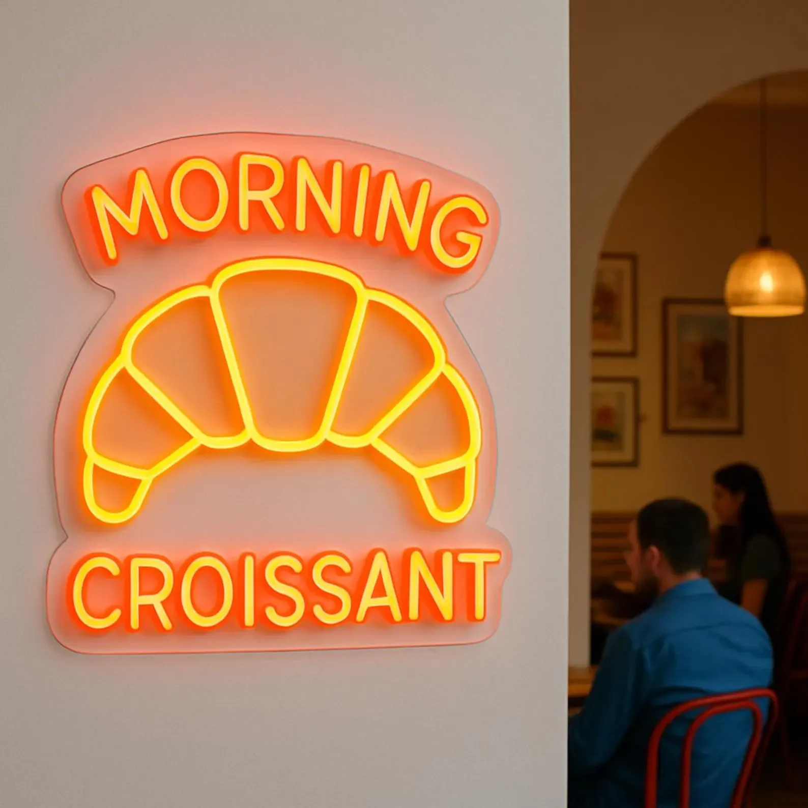 Croissant Bar Neon Sign, Bakery Light, Croissant Led Sign,Morning Croissant, Neon Decor