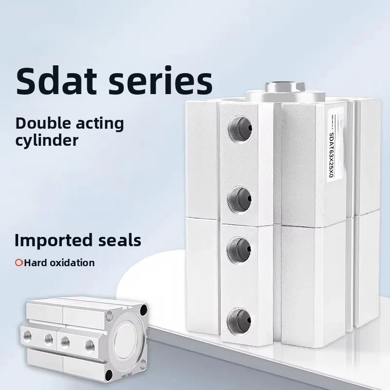 SDAT Pneumatic Cylinder SDAT 20/25/32/40/50/63/80/100 Double Force High Thrust Female Thread Type Magnetic Thin Cylinder
