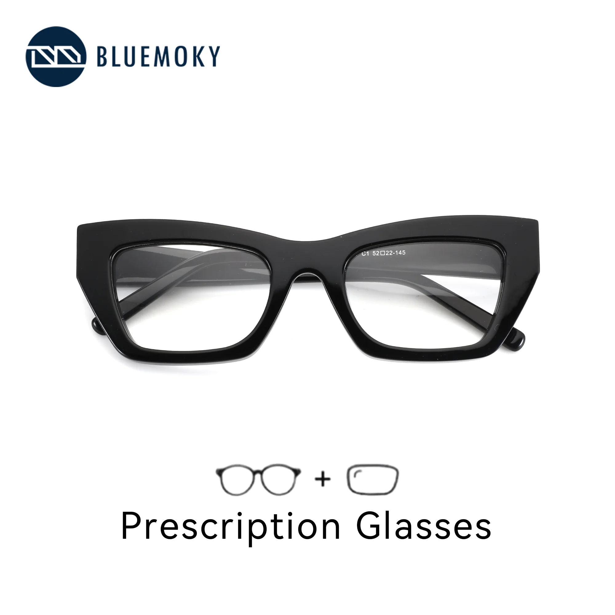BLUEMOKY L Size Modish Butterfly Optical Lenses With Prescription Acetate Myopia Photochromic Glasses Women Progressive Lenses
