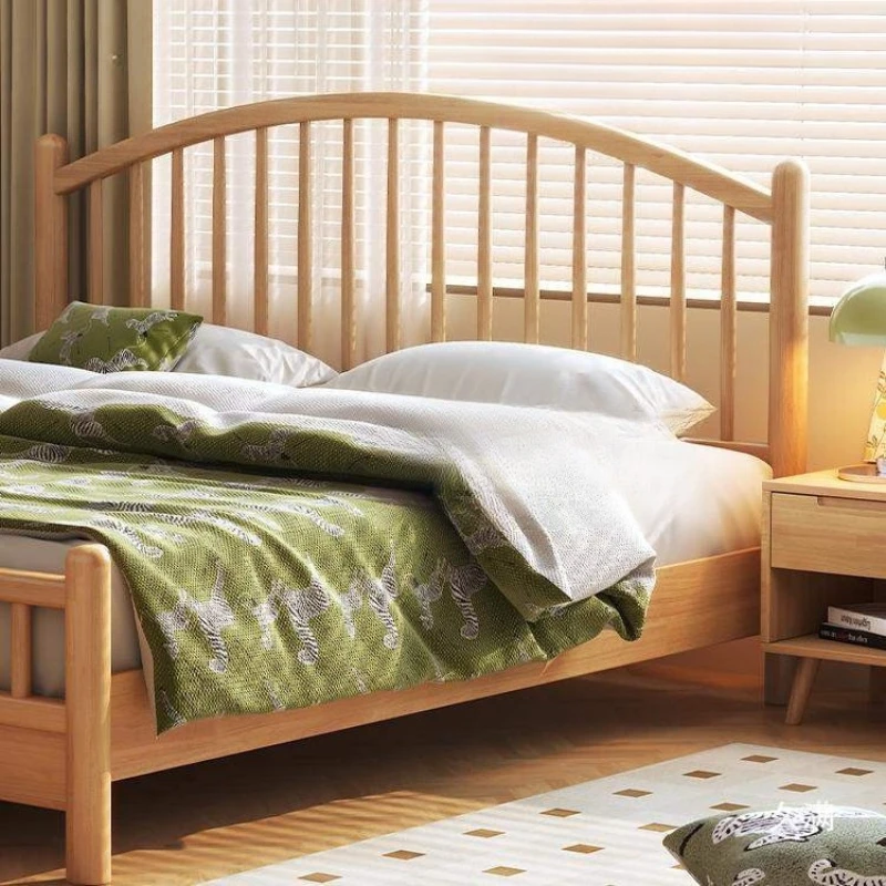 

Full solid wood double 1.8 meters 1.5 single bed simple log frame master bedroom