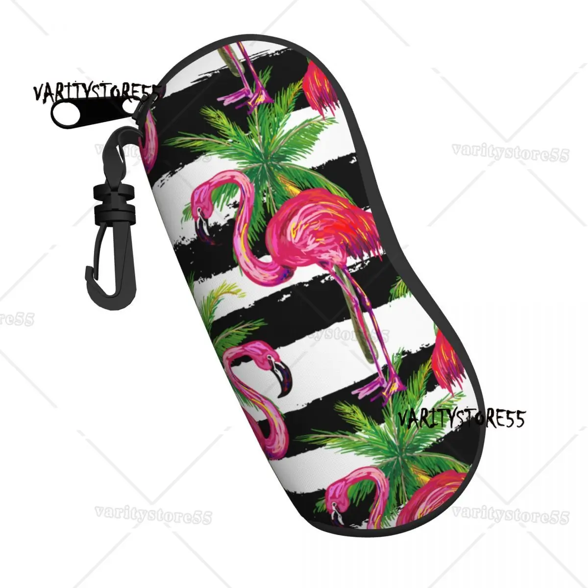 Eyewear Case Cover Sunglasses Soft Case Exotic Pink Flamingo Birds Palm Trees Glasses Box With Zipper Eyeglass Case Protector