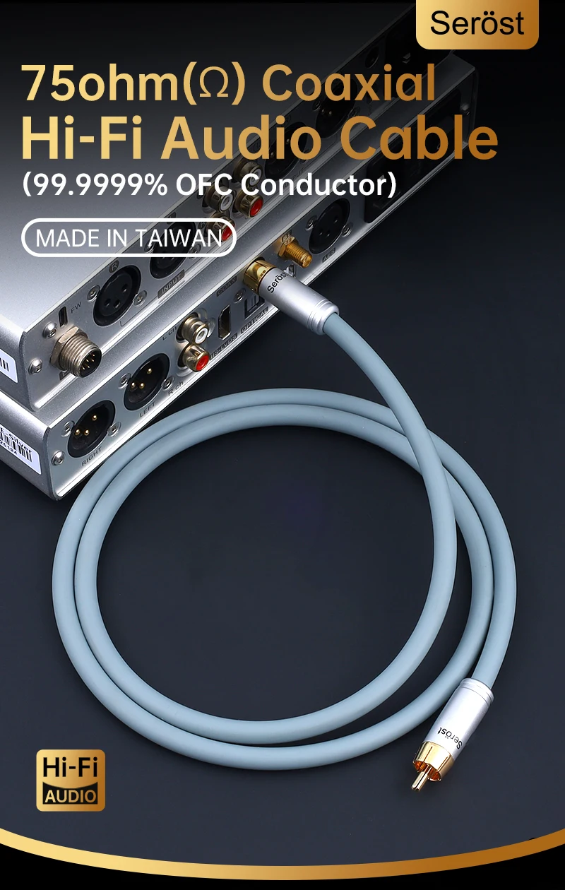 Serost HiFi Sauerstofffreies Kupfer 75 Ohm Digitales Koaxiales Audiokabel 99,9999% OFC für DAC DSP Decoder SPDIF-Schnittstelle – Detail 1