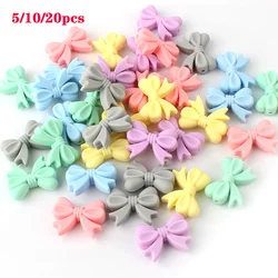 5/10/20Pcs Bowknot Silicone Beads Bow Tie Focal Beads For Jewelry Making DIY Keychain Beaded Pen Bracelet Necklace Accessories