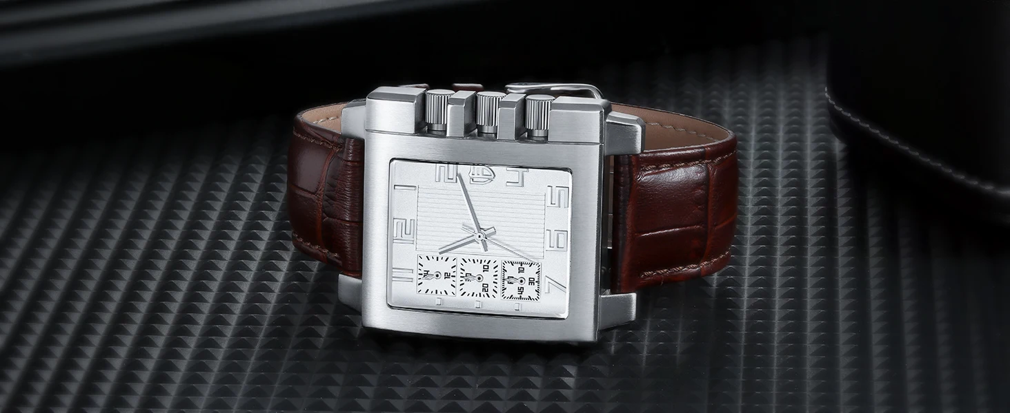 BERNY Chronograph-Uhren für Herren, personalisierbar, rechteckig, neue Herren-Armbanduhr, modisch, Business-Casual, Miyota JS55 Herrenuhr – Detail 4