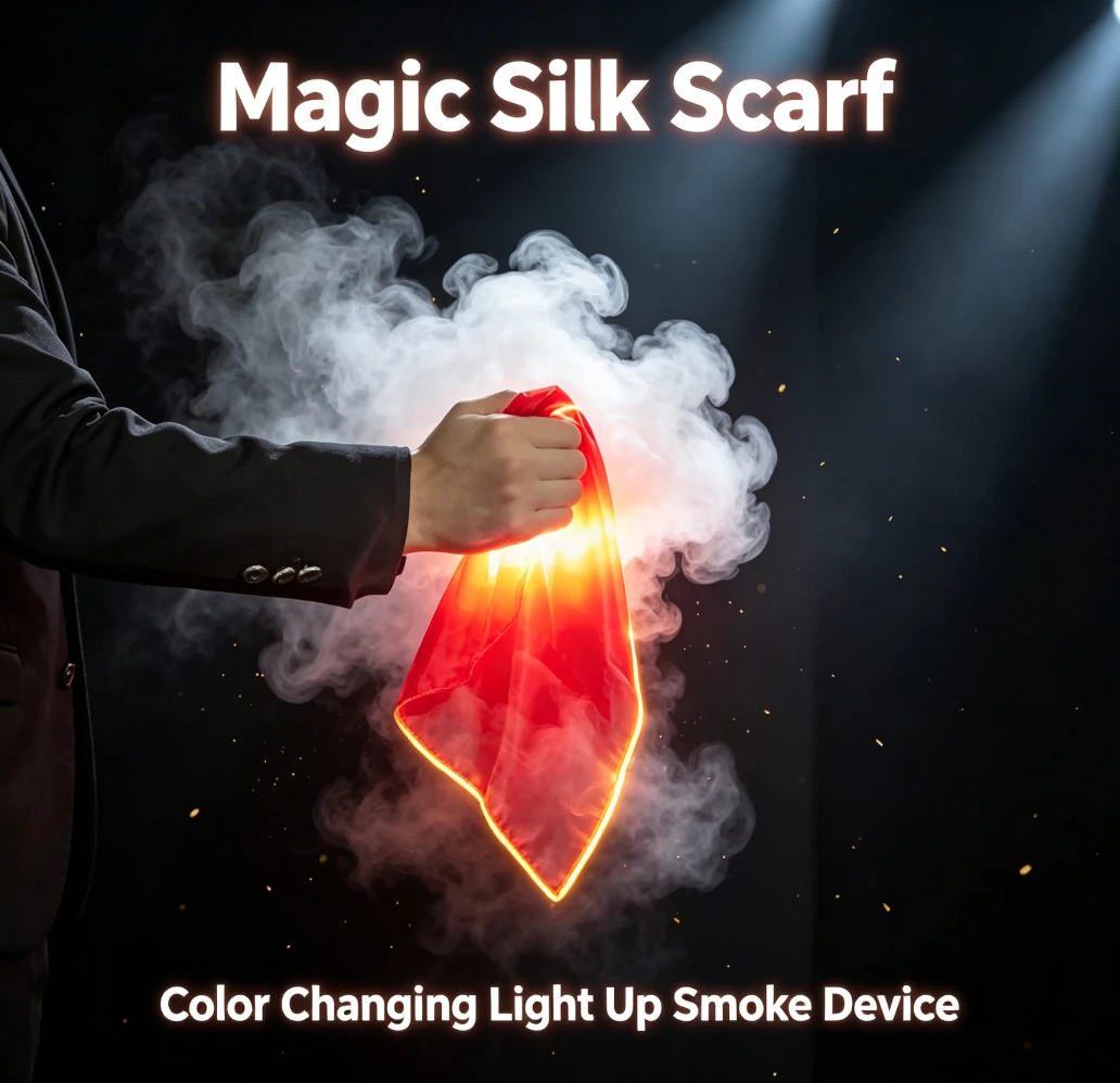 Professional Magic Scarf Color Changing Light and Smoke Effect Device Rechargeable Stage Performance Magic Prop Tricks Magician