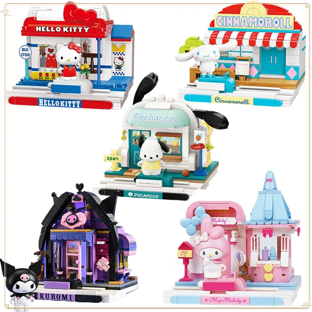 

Keeppley Sanrio Street View Series HelloKitty Pacha Dog Melody Ice Cream House Puzzle Building Block Assembly Toy Kid's Gift