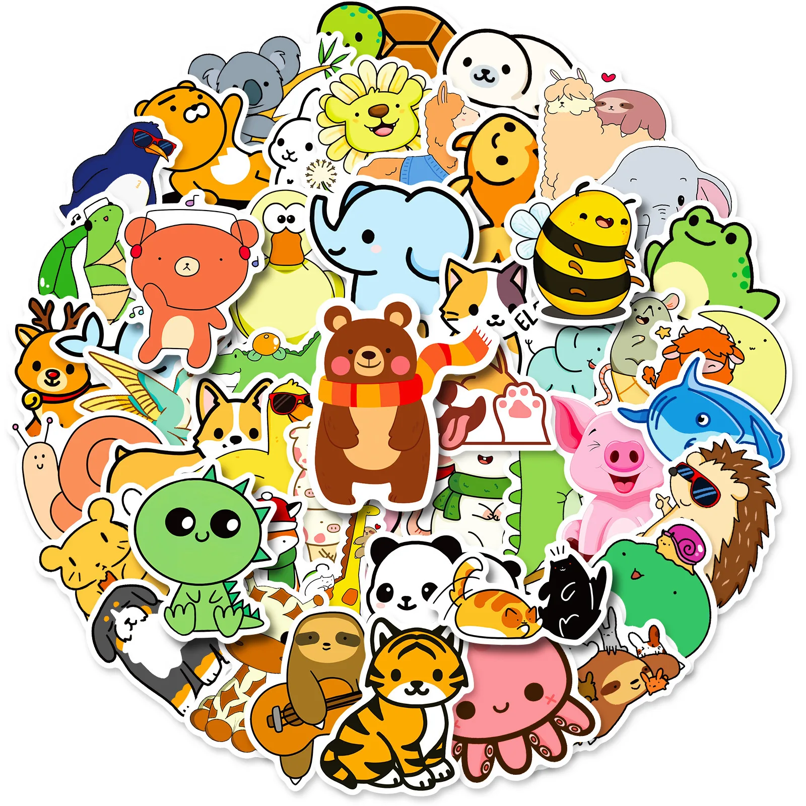 300Pcs Bulk Cute Animal Stickers Kawaii Cartoon Vinyl Decals Waterproof Laptop Water Bottle Kids Party Favor Teacher Reward Gift