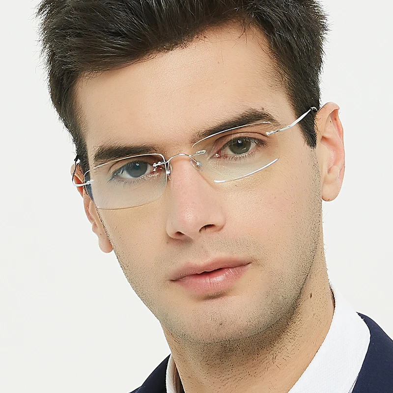 Meeshow Titanium alloy Myopia Rimless Women Men eyeglasses no screw reading glasses Flex  prescription Optical Frame with case