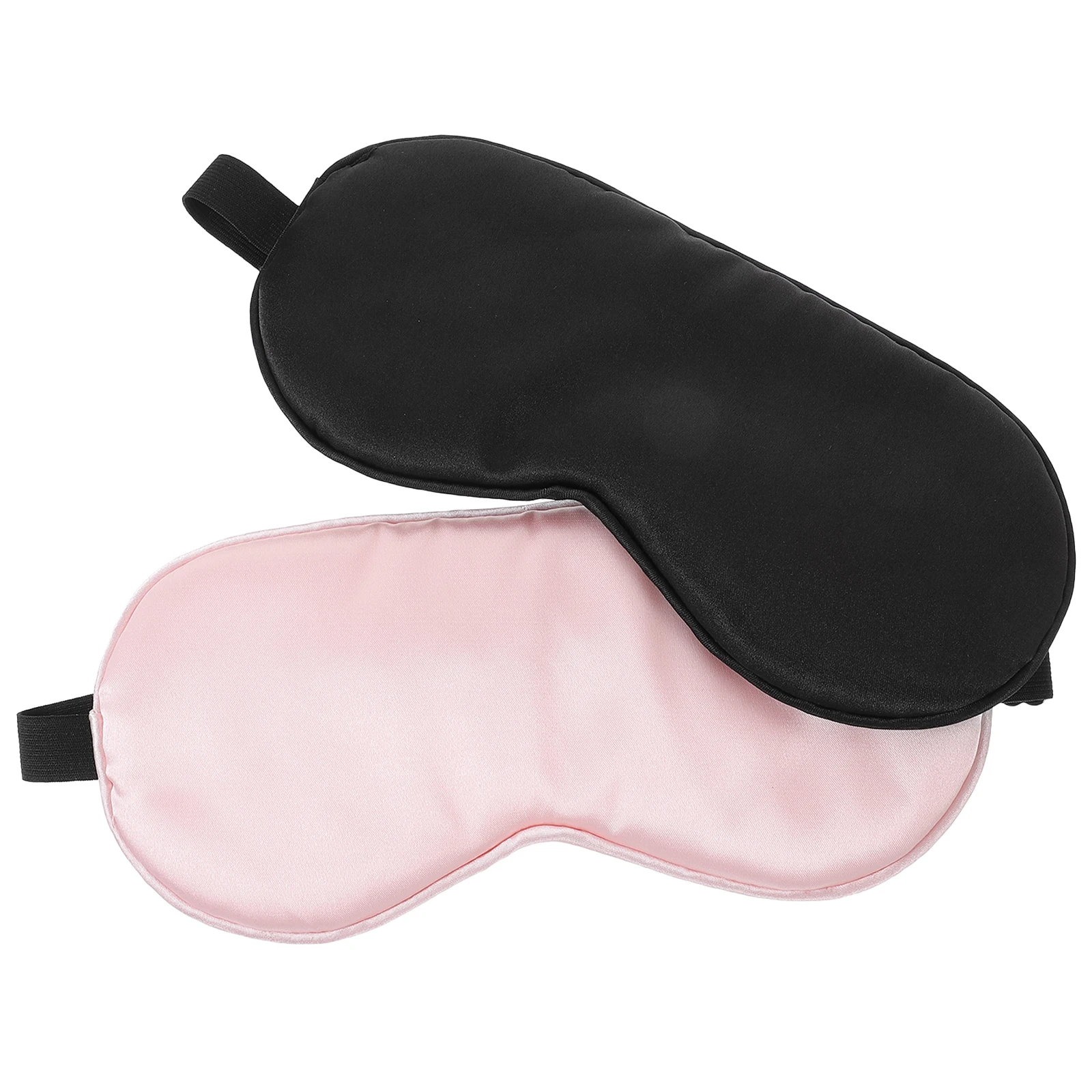 

2pcs Sleep Masks Double-sided Satin Cooling Eye Covers Lightweight Comfortable Women Pink Black Shades Travel Hotel Use