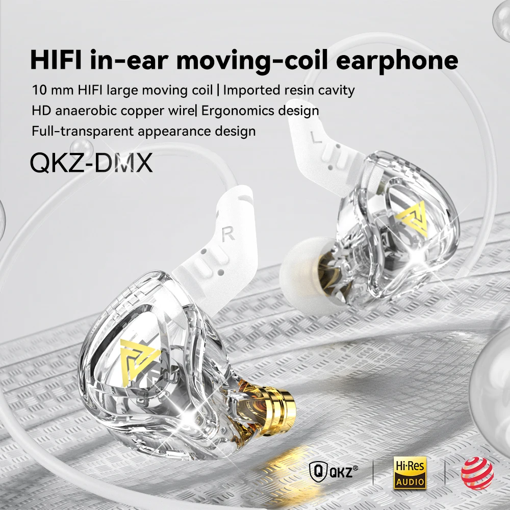 QKZ AK6 DMX headphone berkabel, earphone dalam telinga HiFi Bass 3.5mm dengan mikrofon pengurang kebisingan untuk game