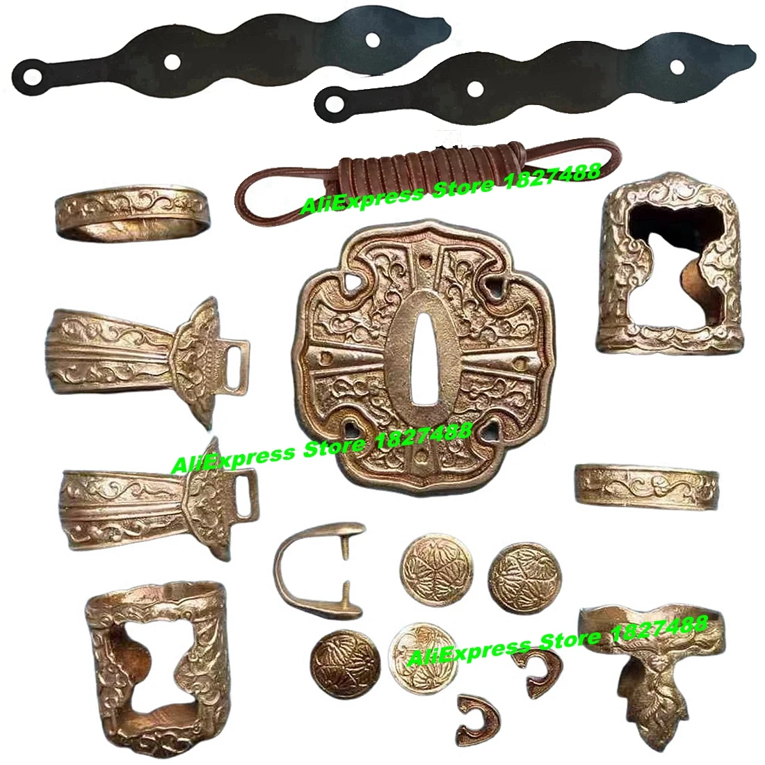 Quality Copper Fittings Apply Japanese Saber Samurai Sword Guard TaChi Katana Tsuba Menuki Fuchi Kashira Tassel Ring Accessoy