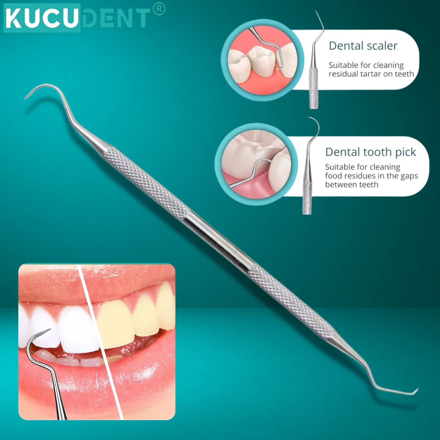 

Stainless Steel Double Head Dental Tool Dentist Teeth Clean Hygiene Explorer Probe Hook Pick Dentists Stain Remover Instrument