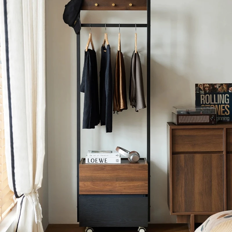 Yjq solid wood coat rack bedside table hanger integrated floor bedroom medieval shelf chest cabinet