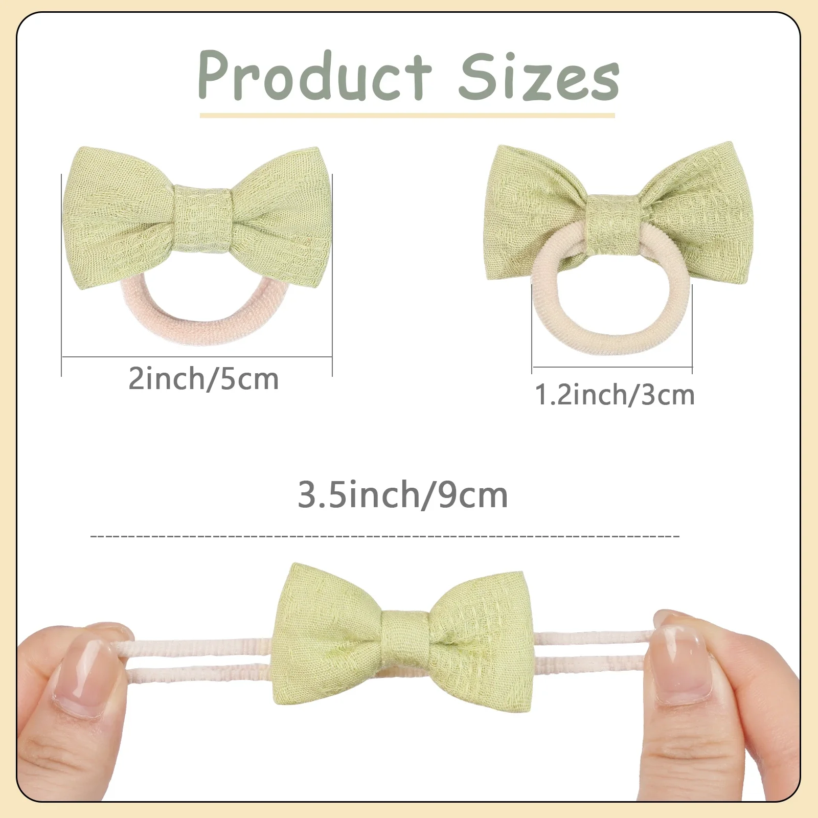 20Pcs 2\'\' Baby Hair Bows Ties, Hair Rubber Bands for Baby Girls Soft Elastic Nylon Hair Bands Hair Accessories for kids Children