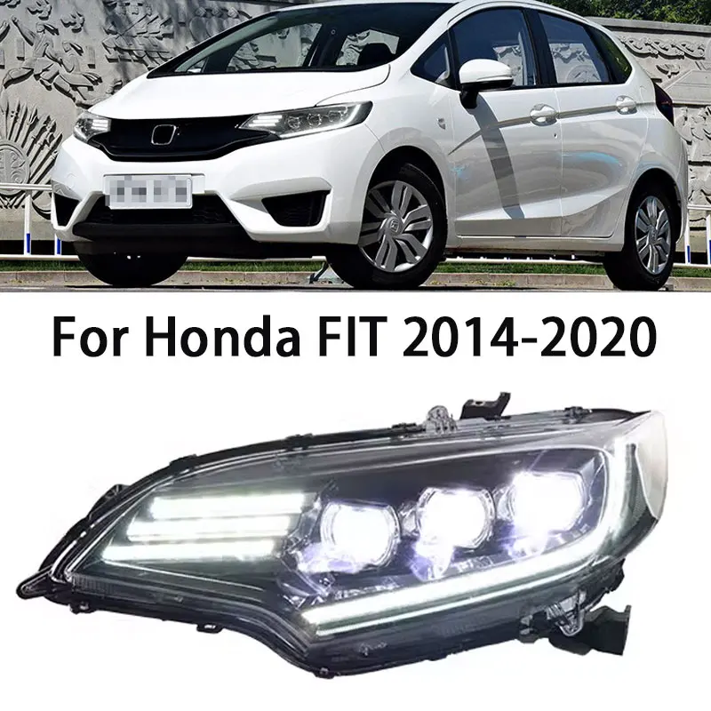 Car Front Headlight For Honda Jazz Fit GK5 2014-2020 LED HeadLamp Styling Dynamic Turn Signal Lens Automotive Accessories