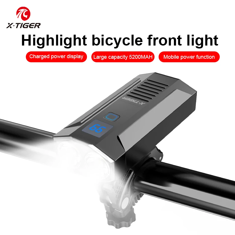 X-Tiger Bike Light Headlight Bicycle Lamp With Power Bank Rechargeable LED 5200mAh MTB Bicycle Light Flashlight Bike Accessories