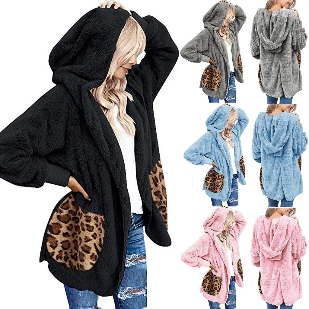 Winter Fleece Sweater Fleece Hooded Oversized Long Cardigan Teddy Fluffy Autumn Winter Ladies Warm Wear Female Sweaters