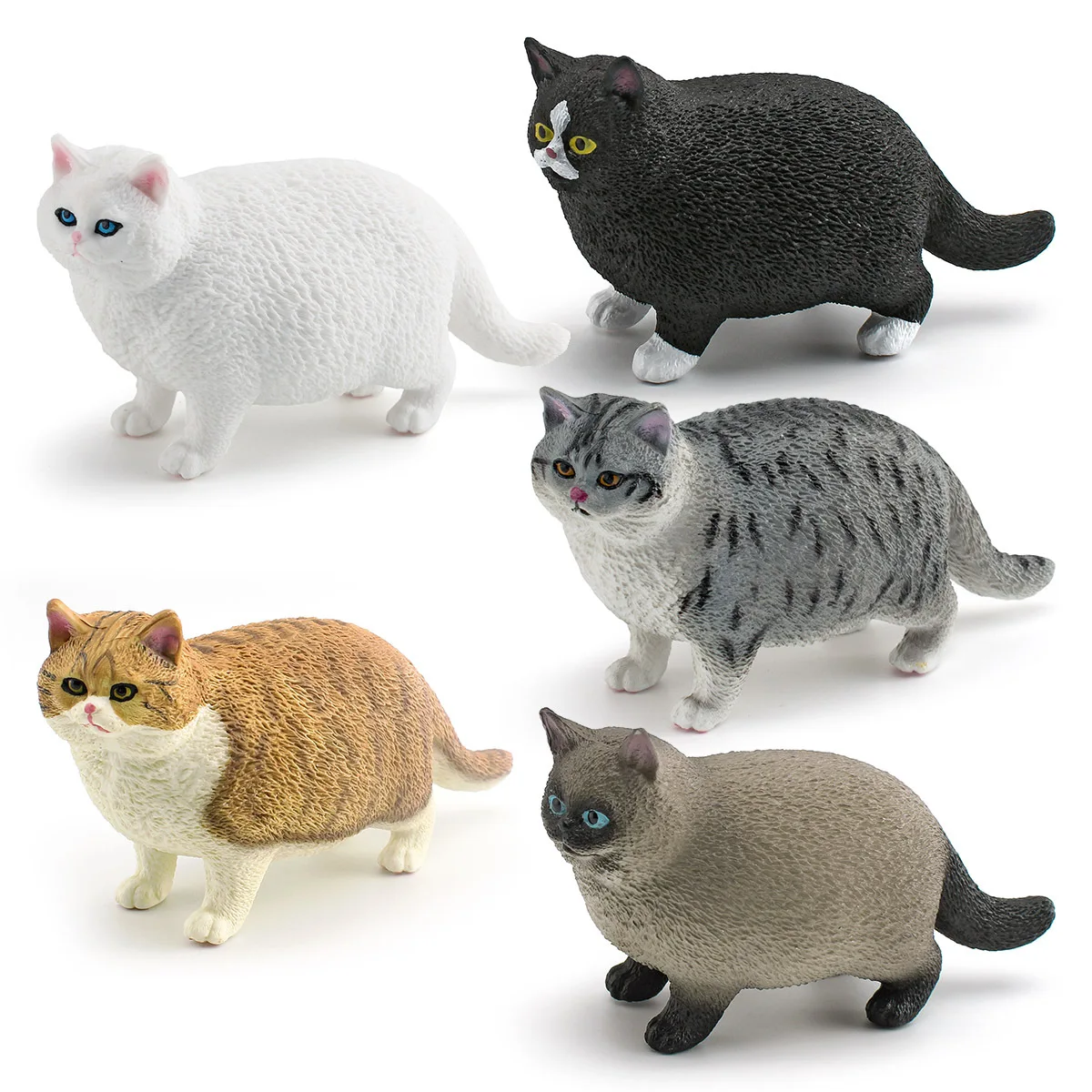 Simulation Animal Siamese Sphynx Ragdoll Black Cat Fat Cat Model Action Figure Figurine Cute Decoration Pet Kids Toy Gift