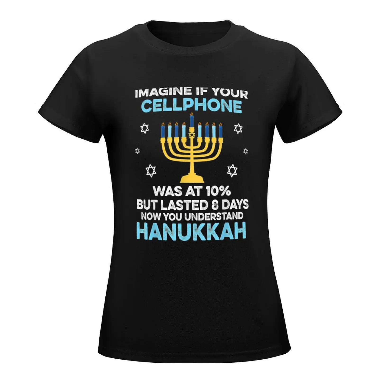 Funny Hanukkah Gifts Cellphone Chanukkah T-Shirt summer clothes animal print tight shirts for Women