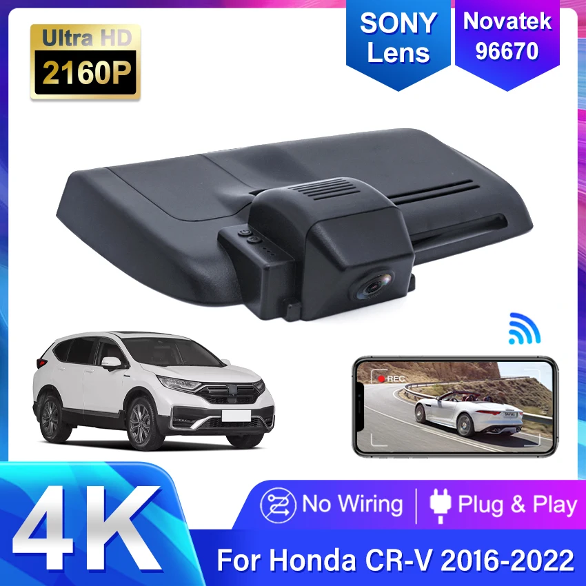 Plug and play Dual Lens Car DVR Video Recorder Wifi DVR Dash cam 4K 2160P For Honda CRV CR-V 2016 2017 2018 2019 2020 2021 2022