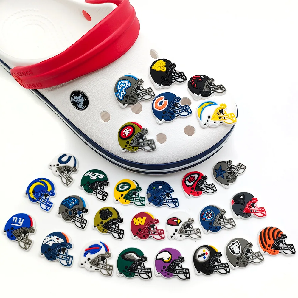 Rugby Team Helmet Collection Shoe Charms DIY Shoe Decorations Accessories Decorations Sandal Decorate for Crocs Kids Gift