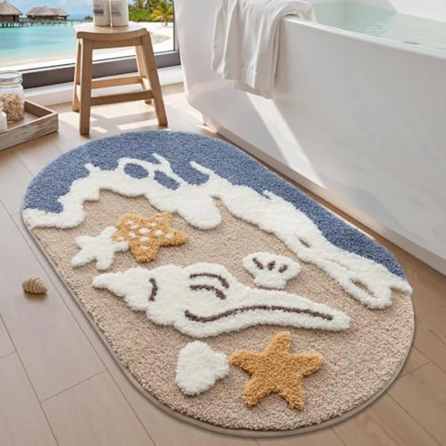 

Пляжные коврики для ванной: нескользящий, ультрамягкий, моющийся, впитывающий, быстросохнущий коврик для ванной с морской тематикой, с морскими звездами и ракушками