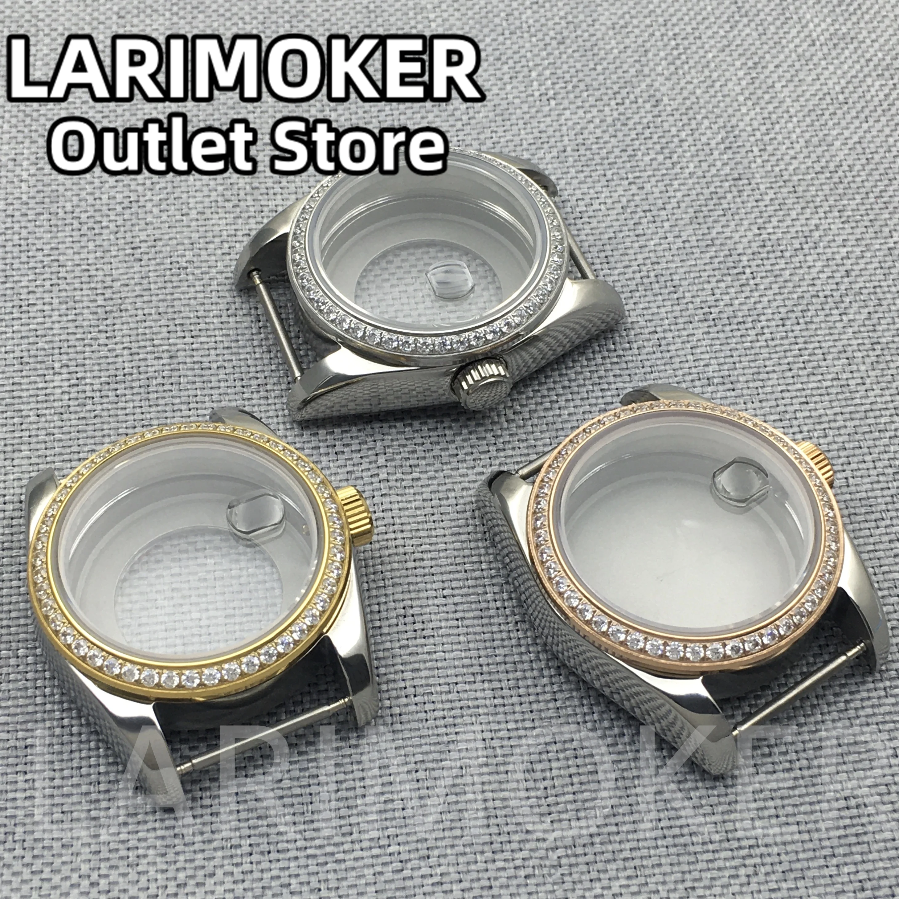 

LARIMOKER 31mm Women's Watch Case Silver Gold Diamond Markers Stainless Steel Strap Sapphire Crystal For NH05 NH06 Movement