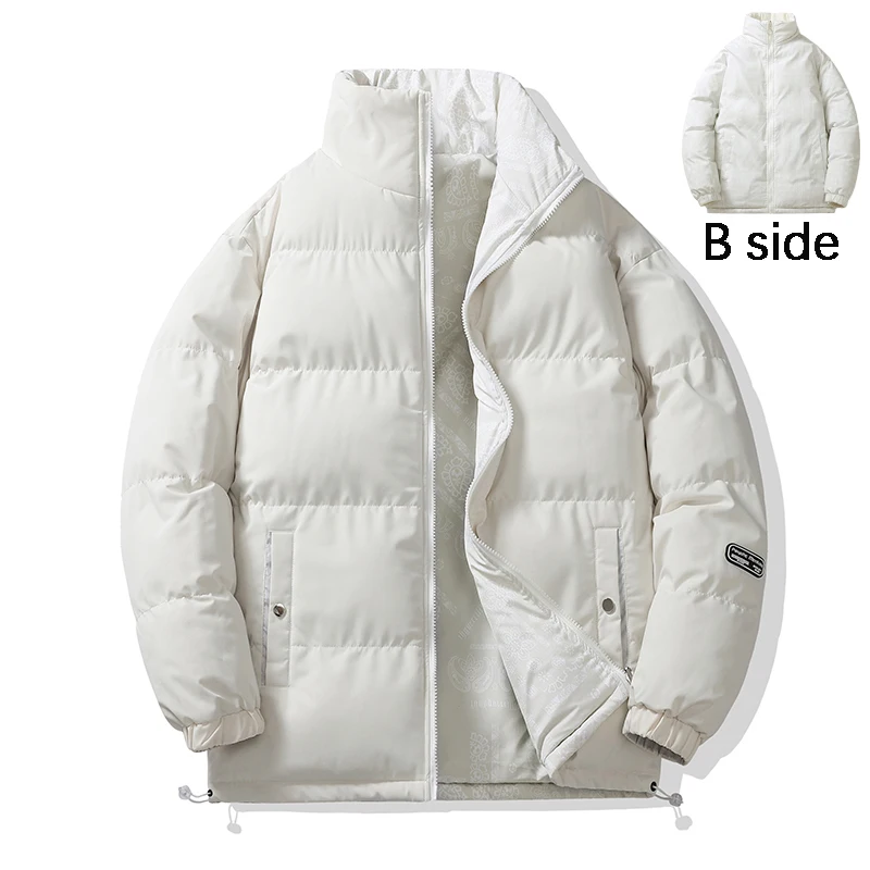 Men\'s autumn and winter cotton jacket with warm and comfortable padding thick down jacket 2024 new double-sided clothes S-4XL