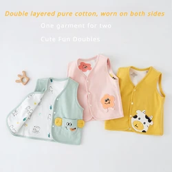 Spring and Autumn Cartoon Baby Little Horse Clip for Boys and Girls Double Layered Pure Cotton Reversible Wear Children Vest