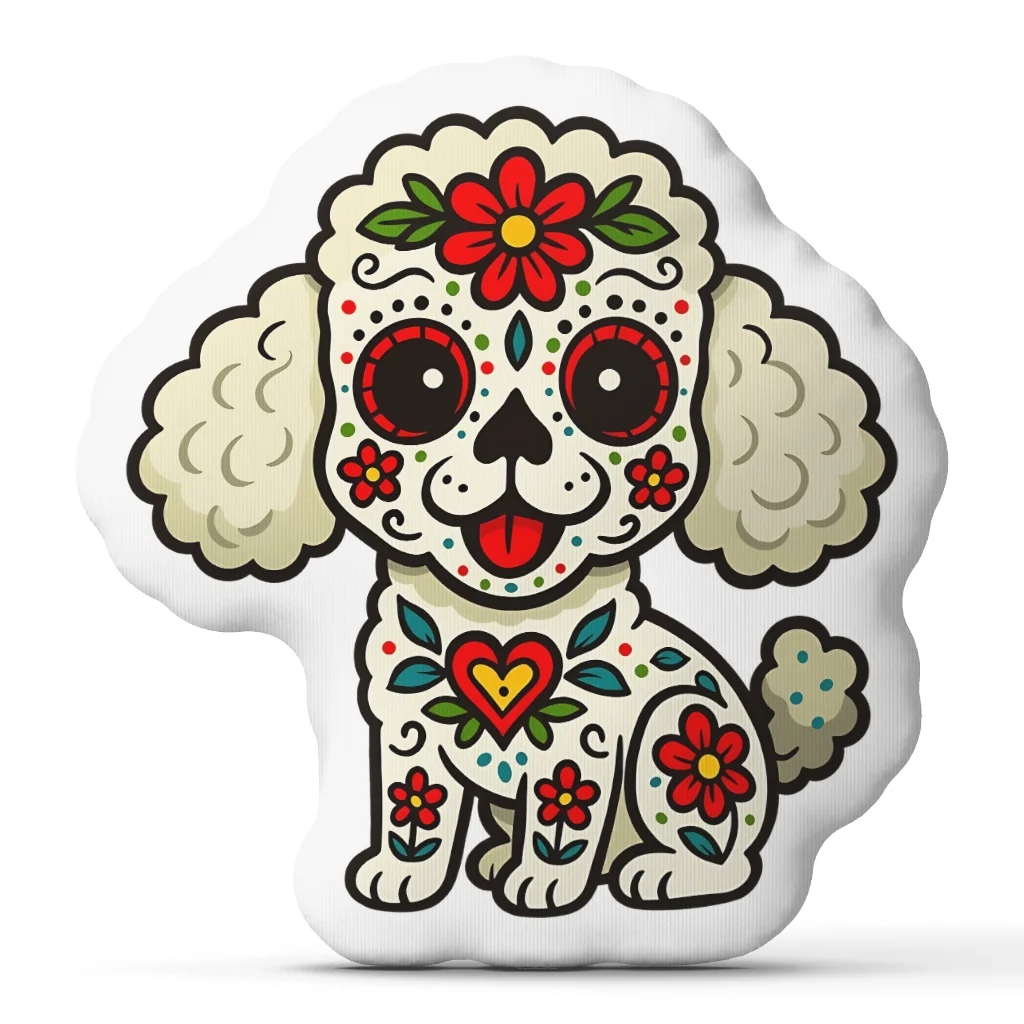 Day of the Dead Poodle Funny Pillow Cushion Irregular Stuffed Throw Pillow Home Decor Gift Sofa Bed
