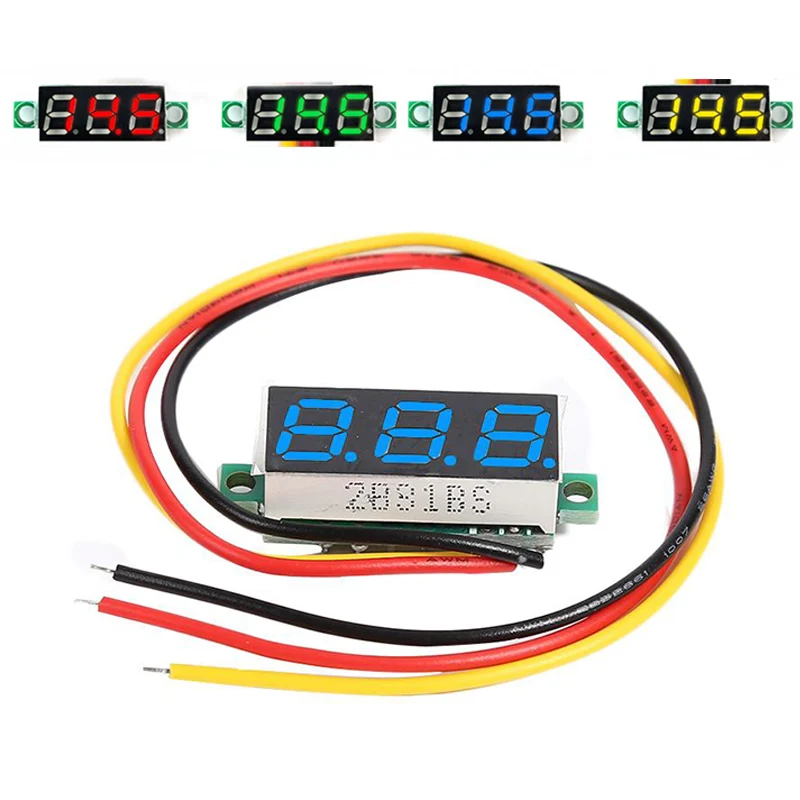 0.28 Inch Ultra Small Digital DC Digital Display Adjustable Three Line DC 0-100V Battery Voltmeter 2-Line 3-Line Universal