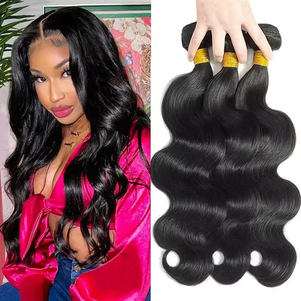 YIJIMEI BHuman Hair Bundles 16 18 20 Inch Body Wave Bundles Human Hair 100% Unprocessed Brazilian Virgin Hair Extensions