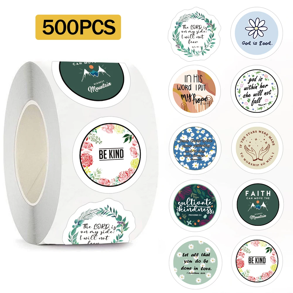 

500 шт., круглые наклейки с библейским граффити, чехол для телефона, чашка для воды, коробка для хранения гитары, декоративные наклейки