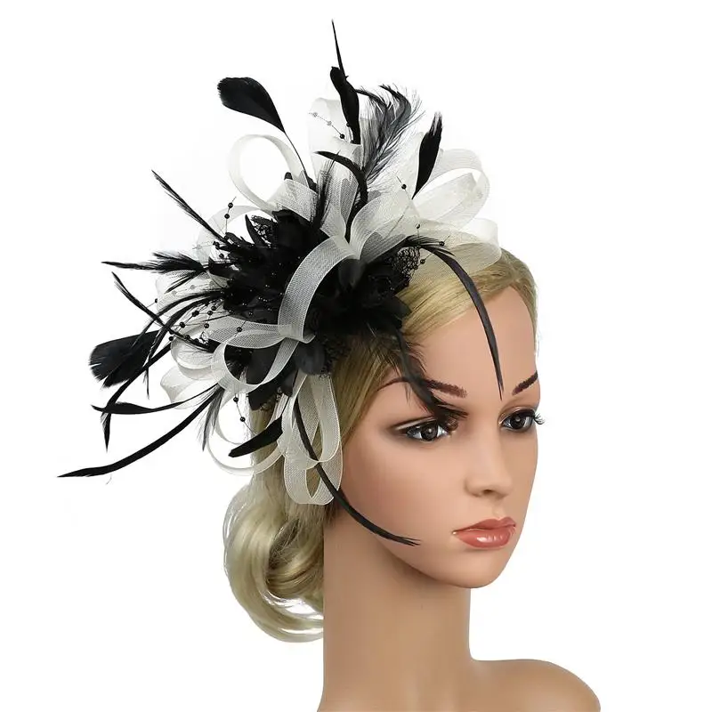 

Wedding Feather Headwear Netting Small Gift Hat Racing Event Hair Accories Hair Clips Ele Bridal Accories