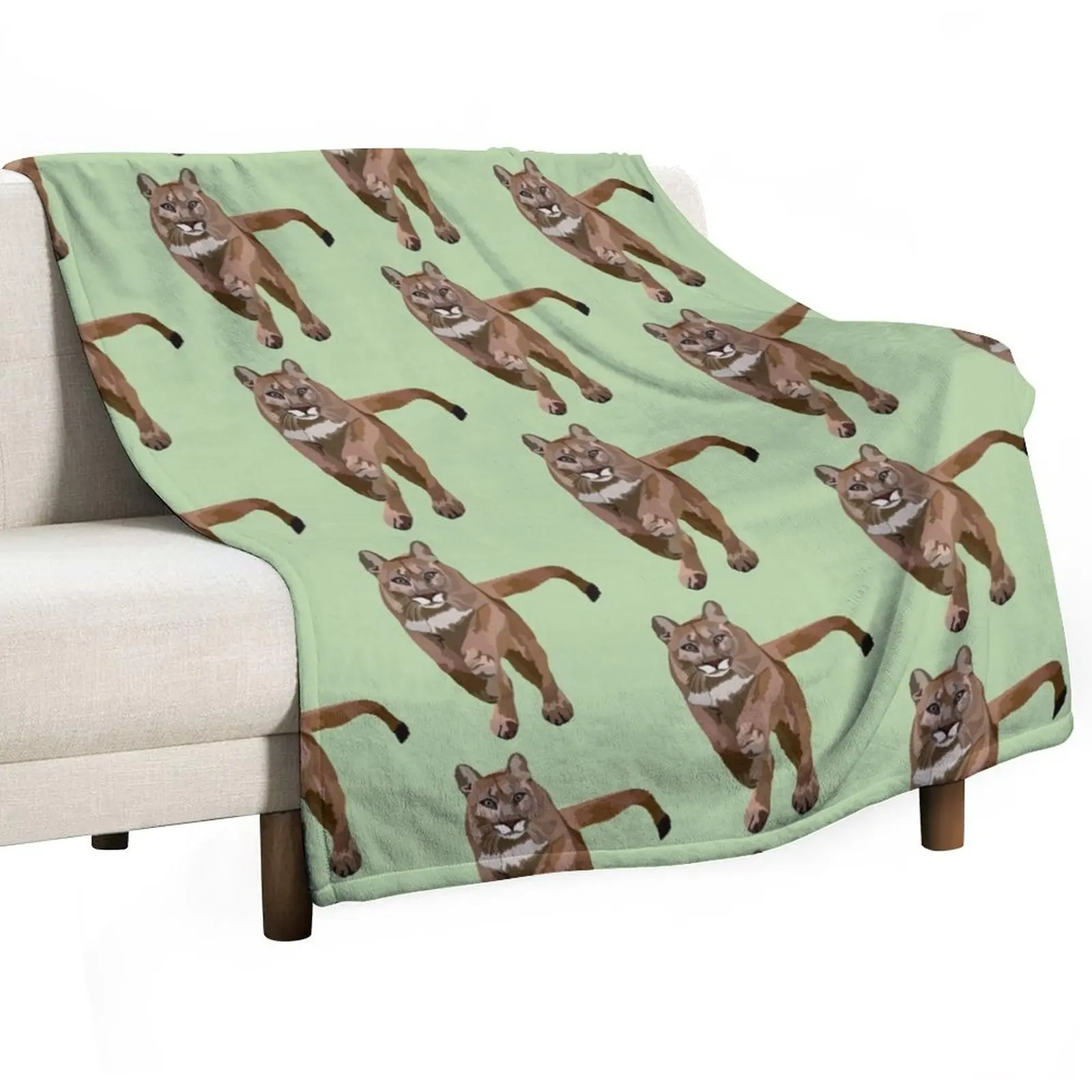 

M is for Mountain Lion Throw Blanket Furrys Custom Multi-Purpose Decorative Beds Blankets