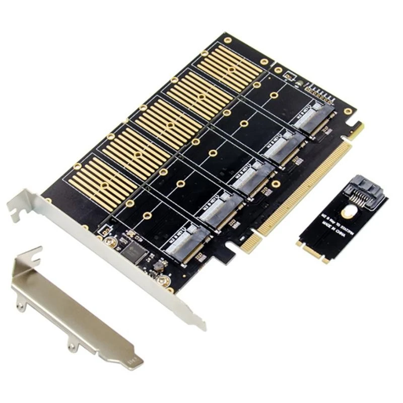 JMB585 PCIe X16 for M.2 B for Key Ngff 5 Ports SSD Expansion Adapter Card for Laptop 6Gbps Fast Stable PCI-E Best Sale
