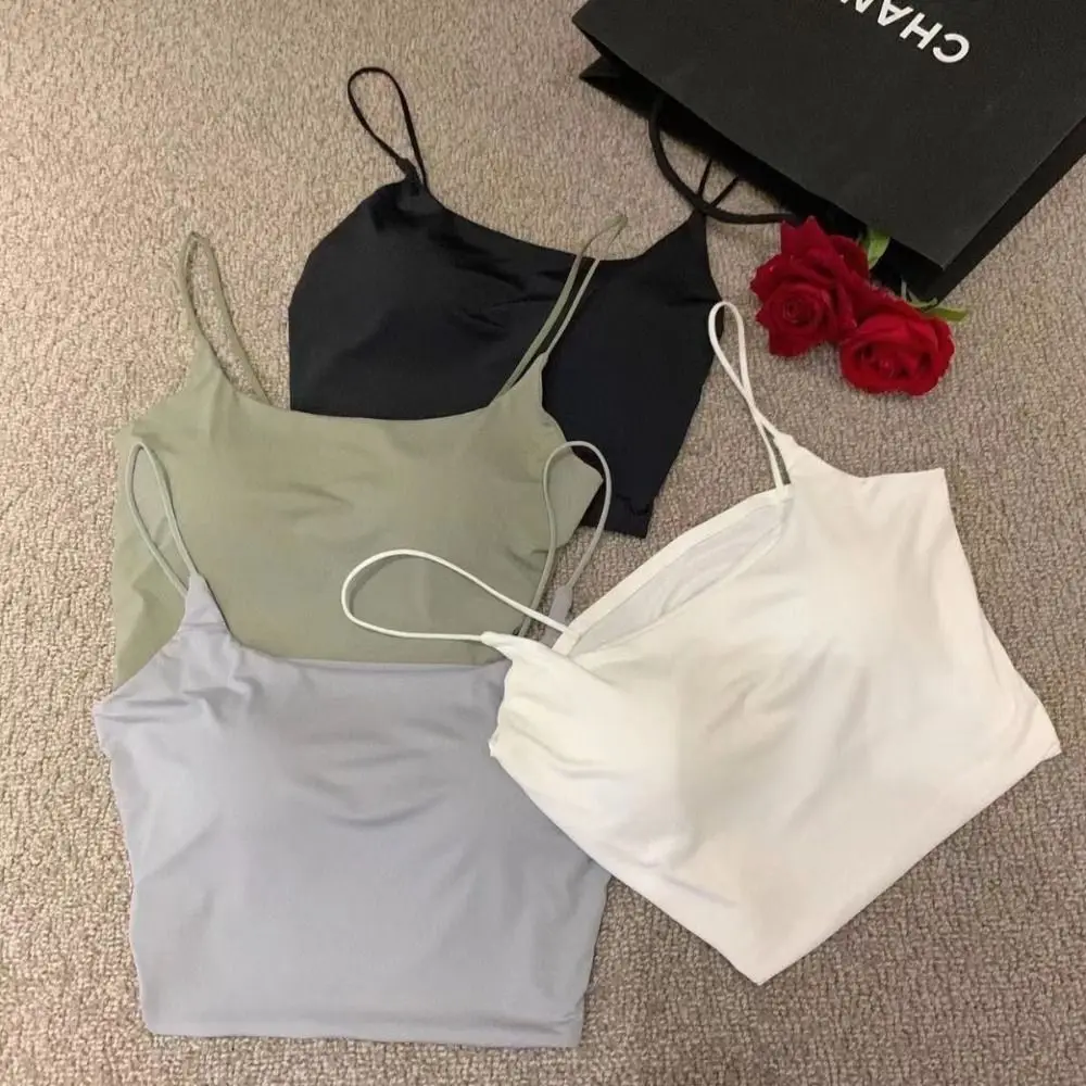 Fashion U-Neck Camisole Vest Slim Underwear Summer Top Slim Fit With Padded Cups Inner Layer Top Summer
