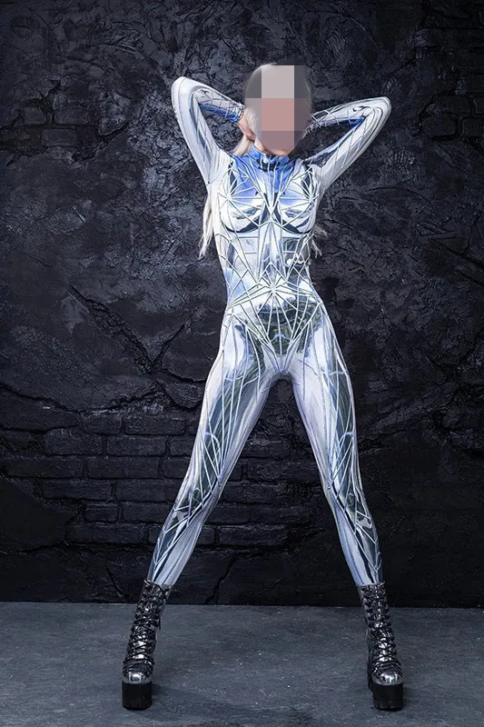 Damenkleidung Maskerade 3D-Gedrucktes Halloween-Karneval-Horror-Skelett-Cosplay-Kostüm Enger Jumpsuit Zentai-Bodysuit – Detail 5