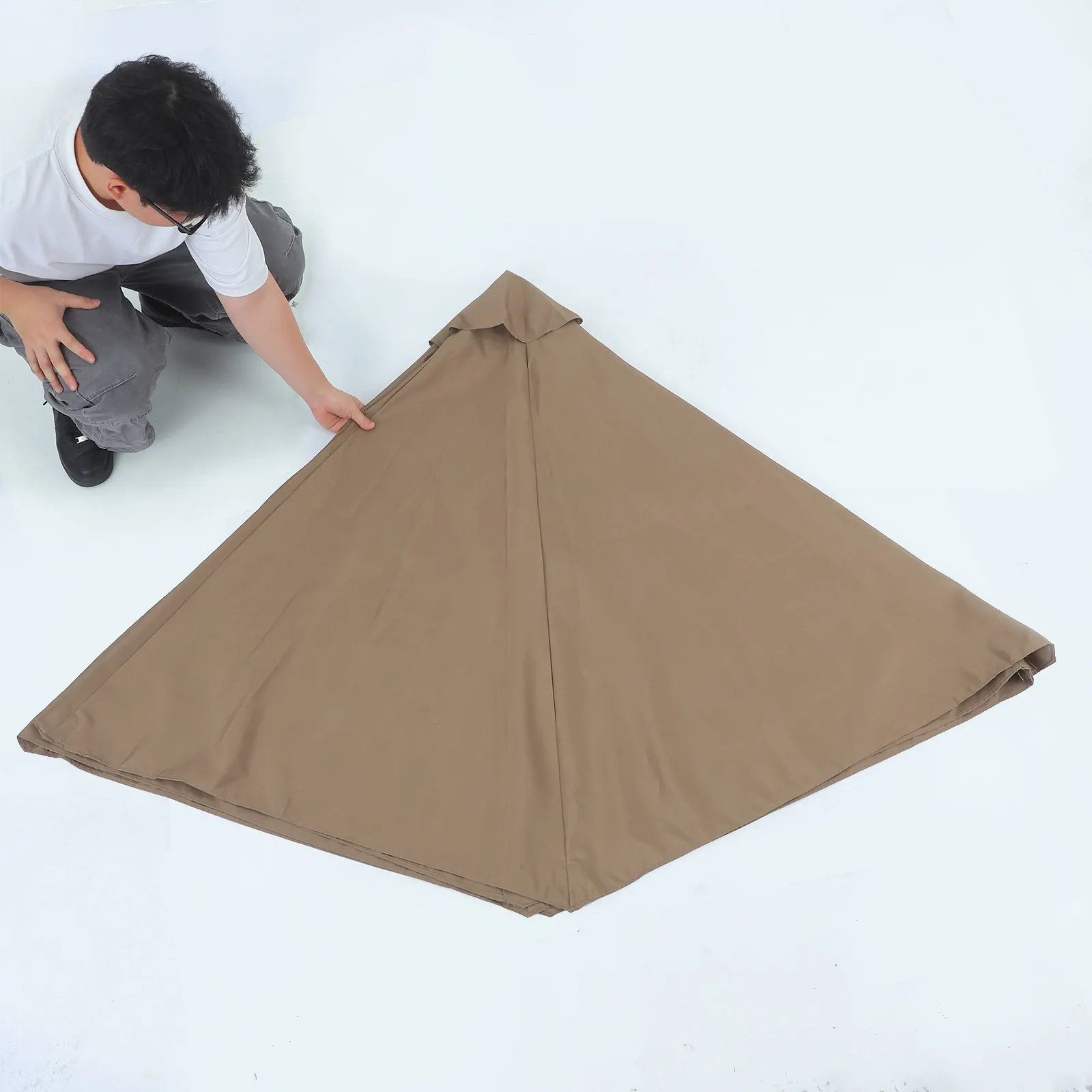 2.7m Waterproof Patio Umbrella Replacement Canopy Sun Shade Garden Yard Outdoor Table Market Umbrella Fabric Replacement Light