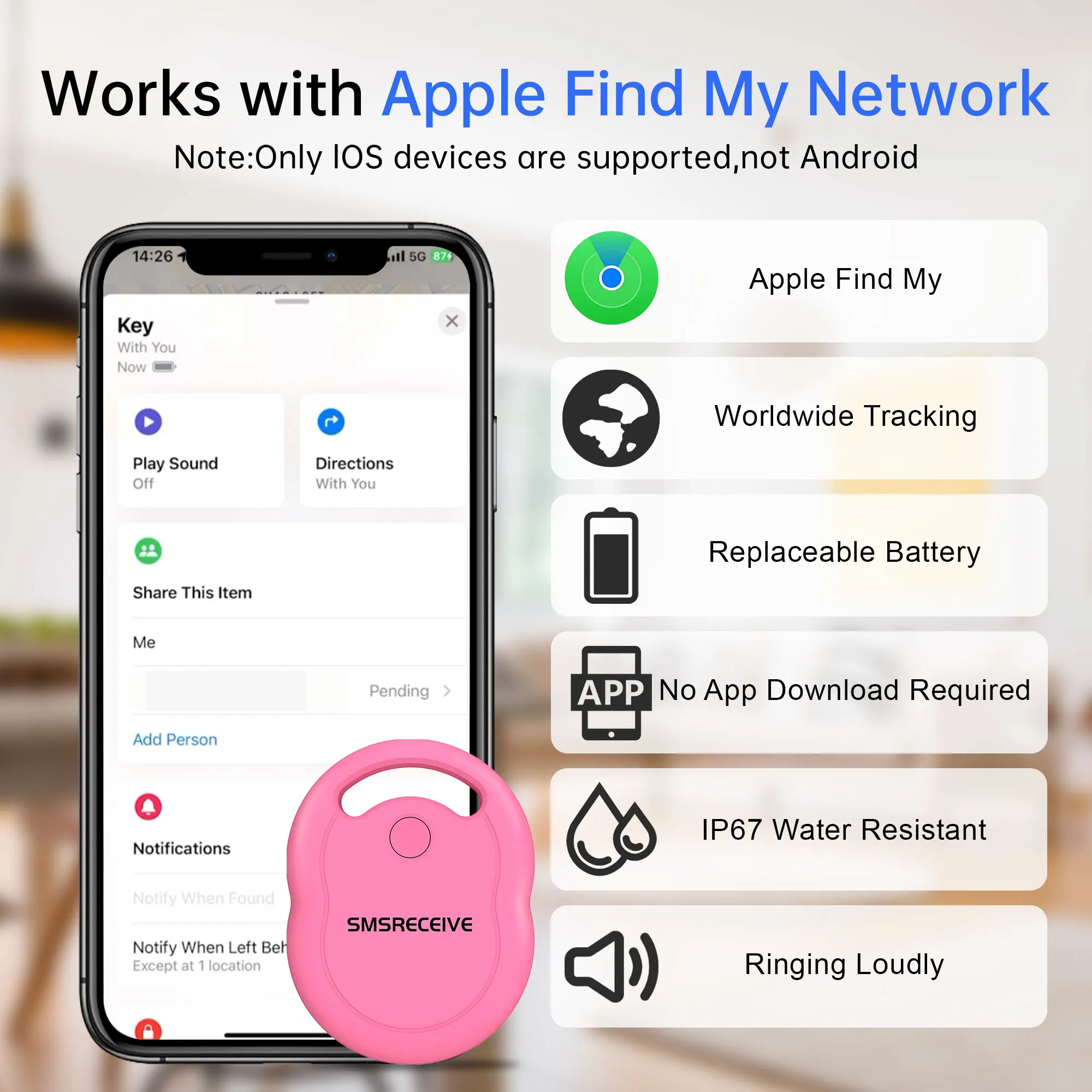 

Смарт-трекер для системы Apple iOS, Find My App, поиск ключей, кошелек/сумка/посумок, трекер для поиска предметов, Bluetooth GPS-трекер