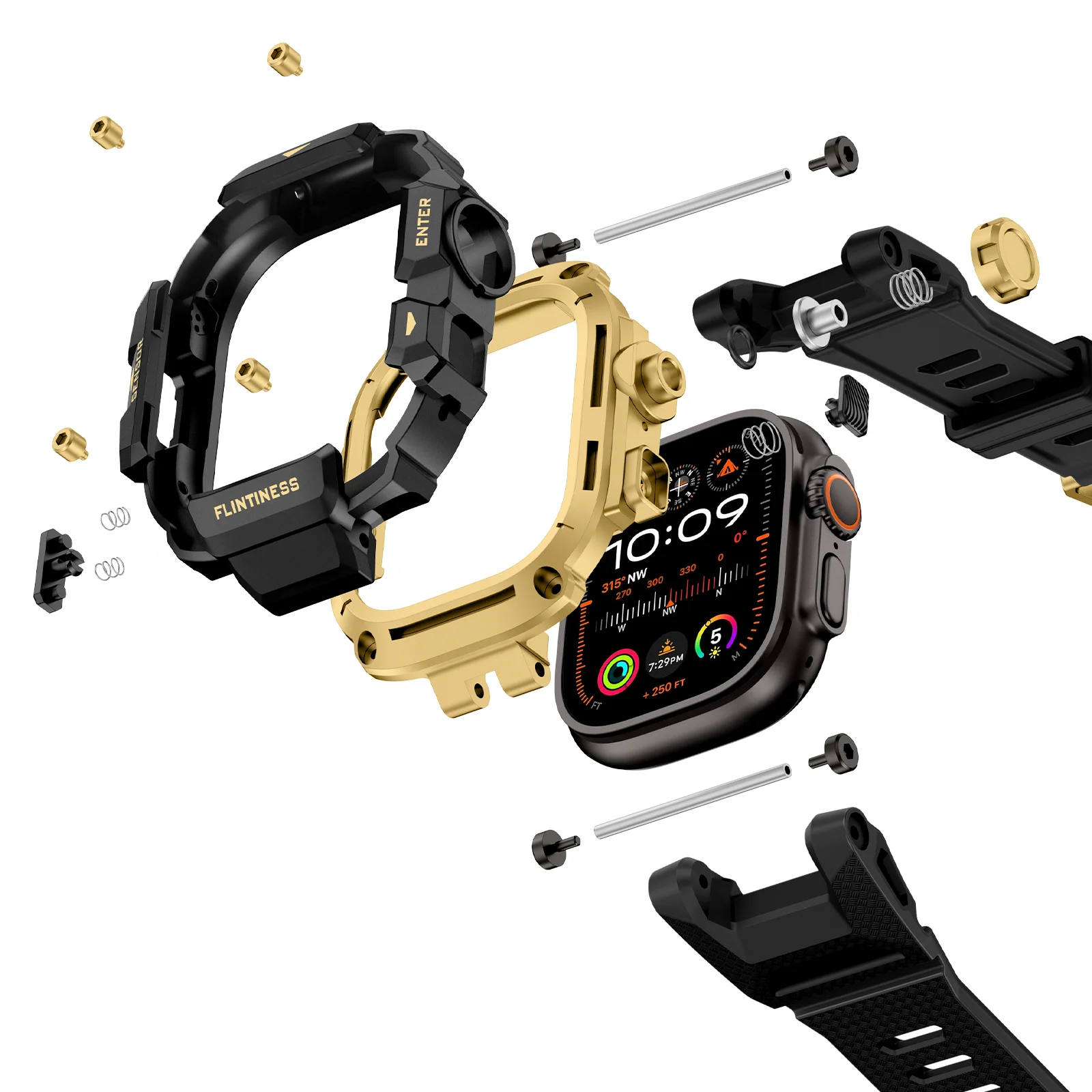 Taktisches Armband für Apple Watch Ultra 4/3/2 49 mm, Silikonarmband + Metall-Schutzhülle, Smartwatch-Zubehör, Armband für die iWatch-Serie. – Detail 10