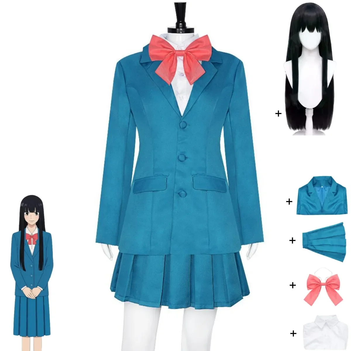 Anime Kimi Ni Todoke: From Me To You Kuronuma Sawako Cosplay Costume, Japon, Corée du Sud, JK School Uniform Wig, Woman Lovely Imbibé