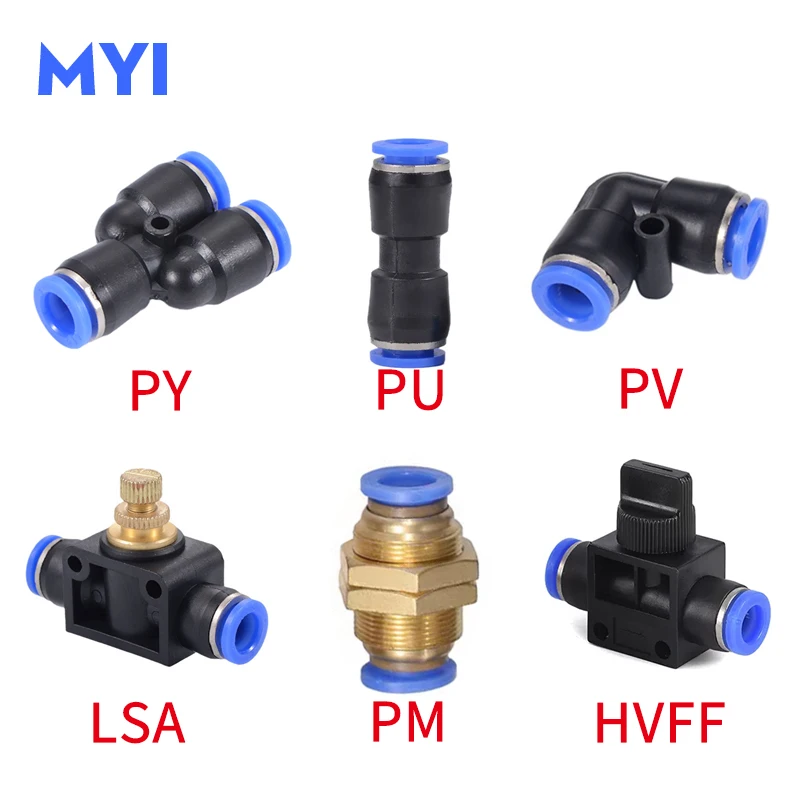 PY PU PV LSA PM HVFF Air Quick Pipe Push In Hose Quick Couping Pneumatic Fitting Tube Connecto 4mm 6mm 8mm 10mm 12mm