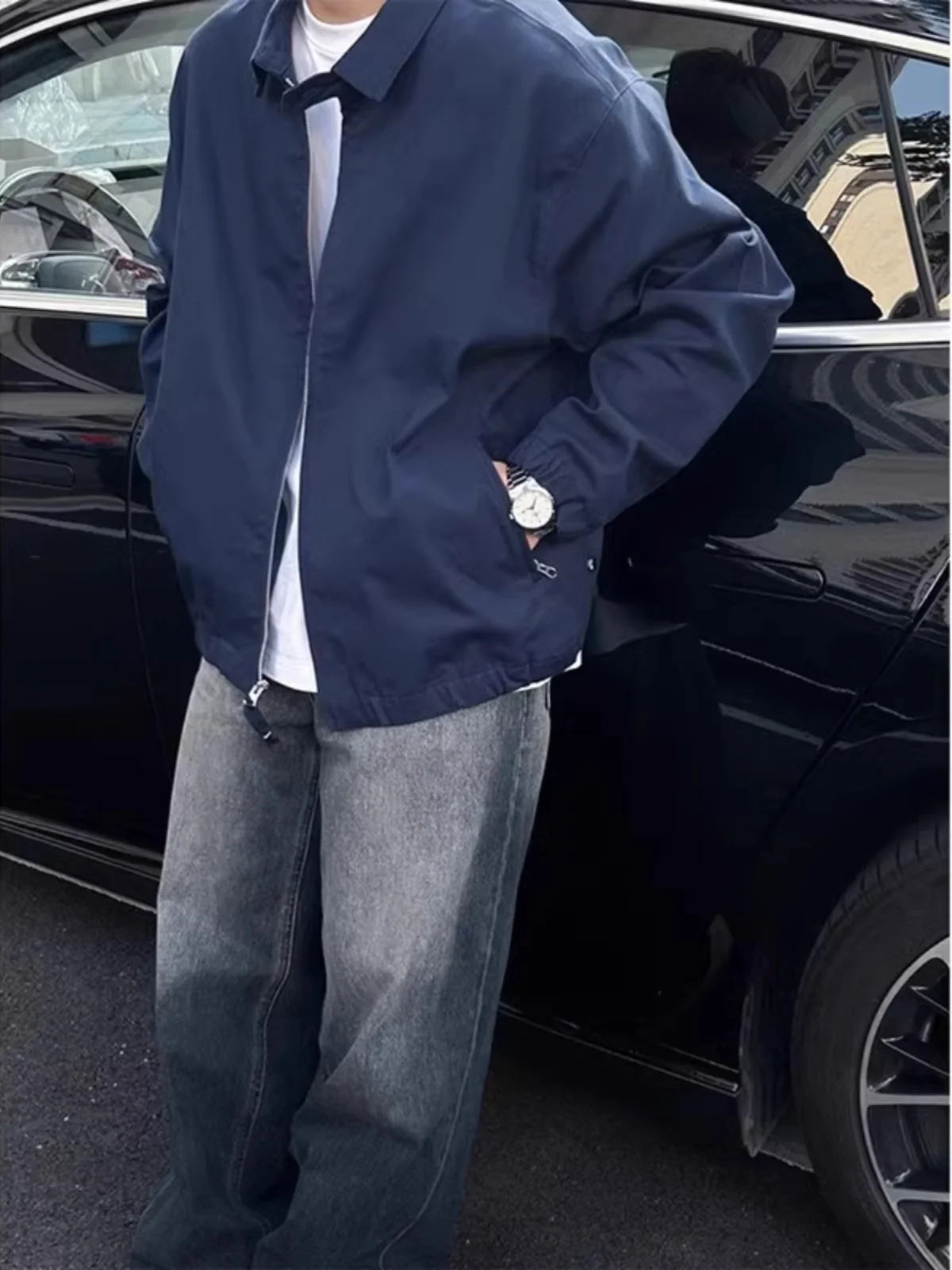 Extra Large 300 Pounds Men's Jacket Spring Autumn Workwear Loose Casual Pilot Baseball Style Top Windproof Long Sleeve Outerwear