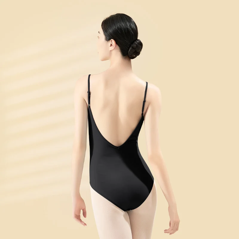 Women Ballet Leotards Adjustable Strap Dance Bodysuits Sexy Neckline Gymnastics Leotard Sleeveless Girls Ballet Dancing Costumes image 3