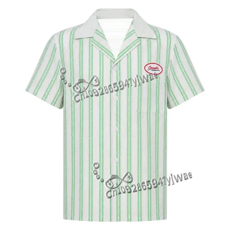 Obsession Movie Cassell's Music Staff Bear Cosplay Costume White Green Vertical Stripe Halloween Disguise Short Sleeve Shirt Top