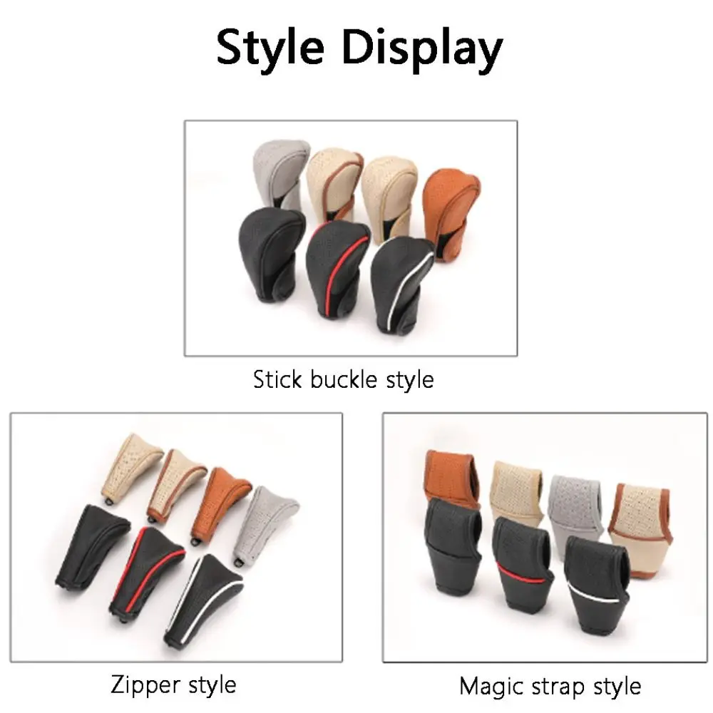 Universal Car Gear Shift Cover Genuine Leather Non-Slip Gear Shifter Knob Covers Comfortable Grip Wear-resistant